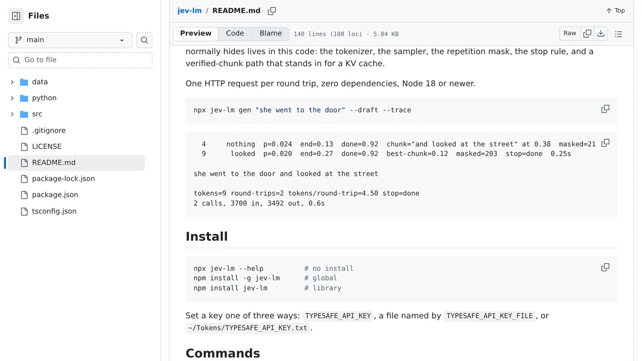 Source screenshot of jev-lm