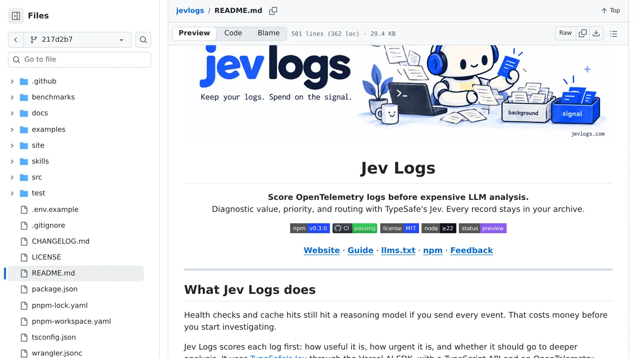 Source screenshot of Jev Logs