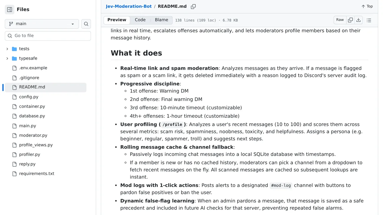 Source screenshot of Jev-Moderation-Bot