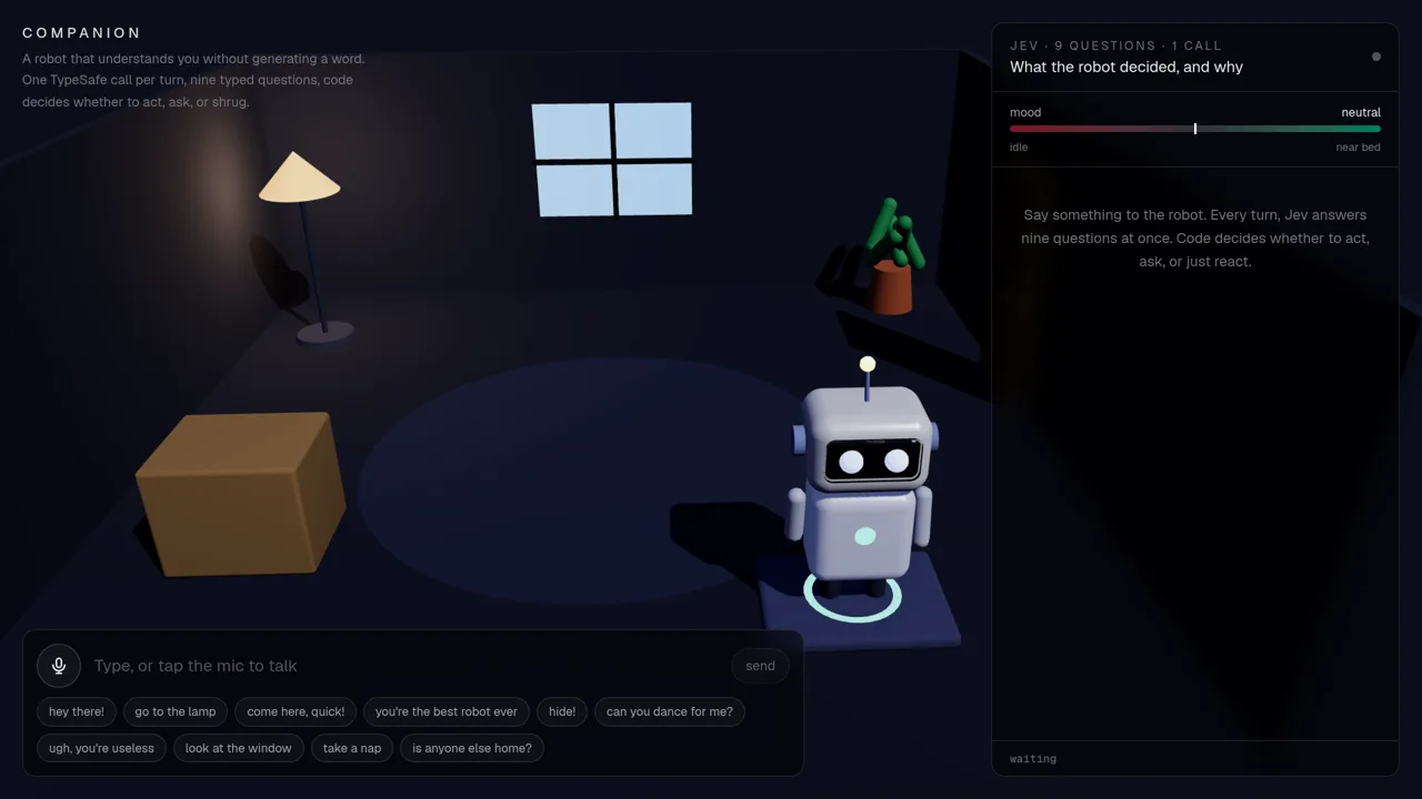 Source screenshot of Jev mood demo