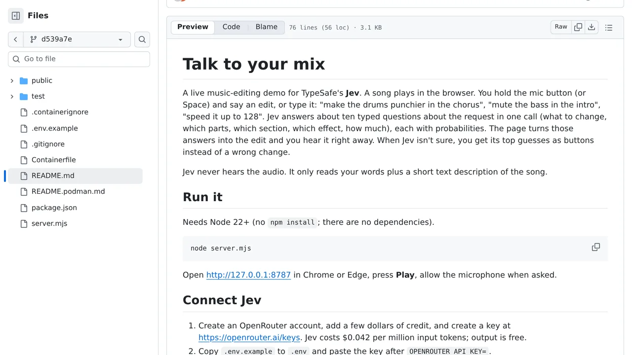 Source screenshot of Talk to your mix