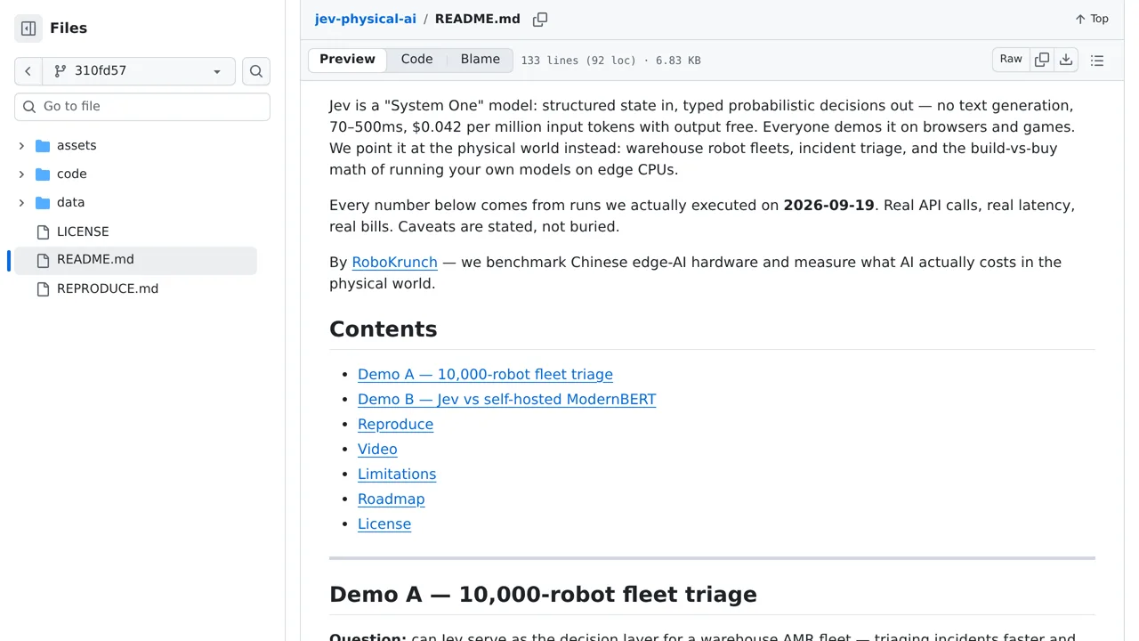 Source screenshot of Jev for Physical AI