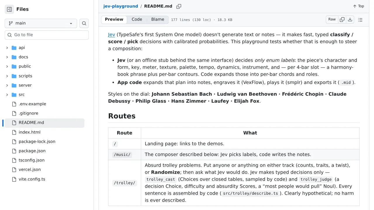 Source screenshot of jev-playground (wustep)