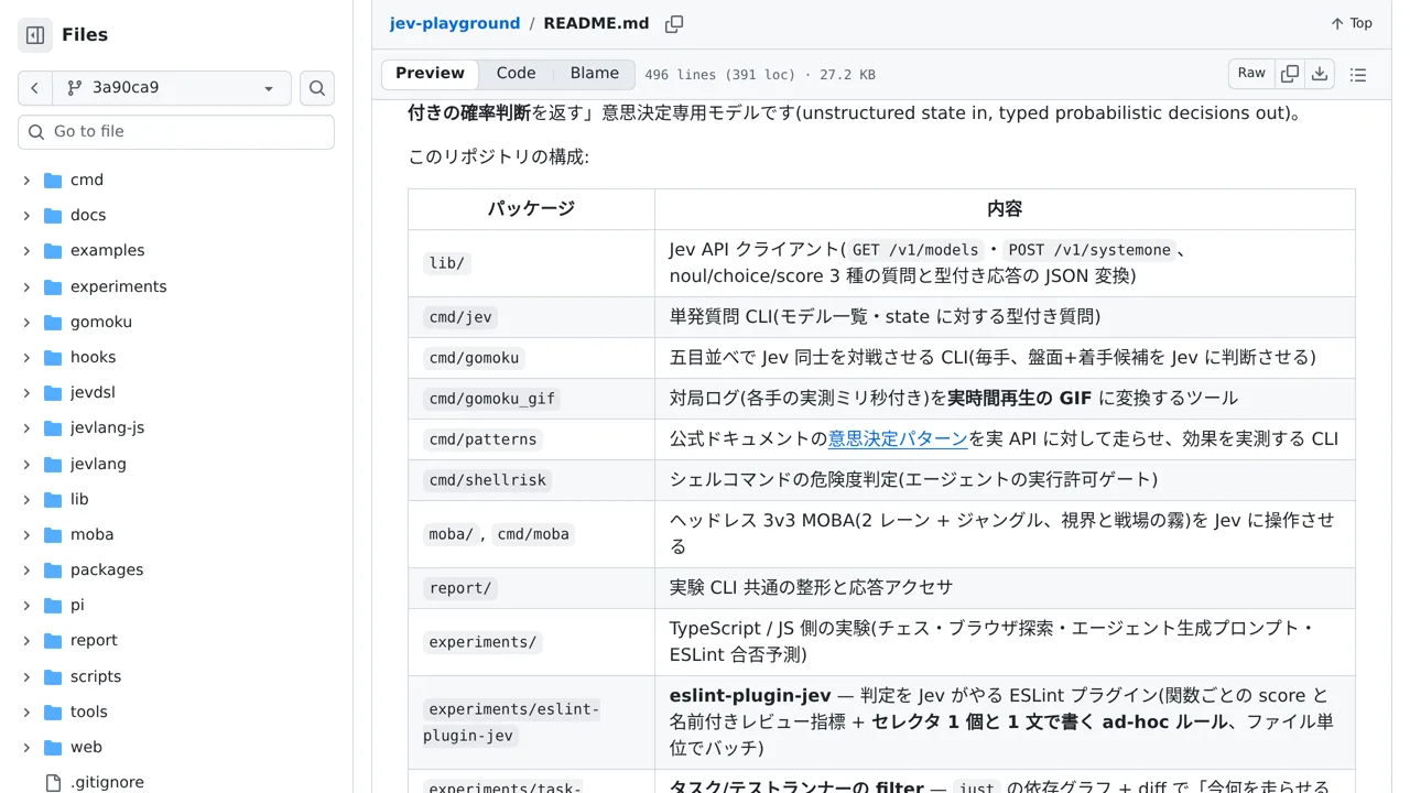 Source screenshot of jev-playground