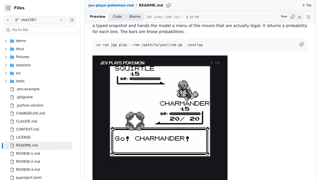 Source screenshot of jev-plays-pokemon-red