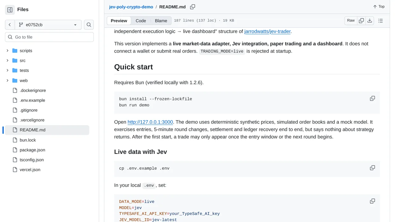 Source screenshot of Jev / Poly — BTC 5m Decision Lab