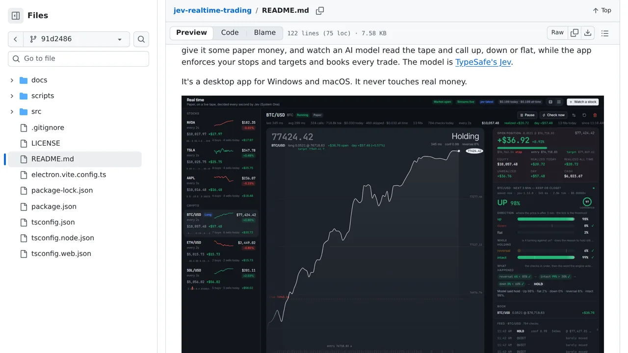 Source screenshot of jev-realtime-trading