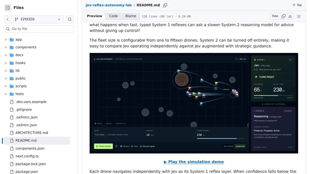 Source screenshot of Jev Reflex Autonomy Lab