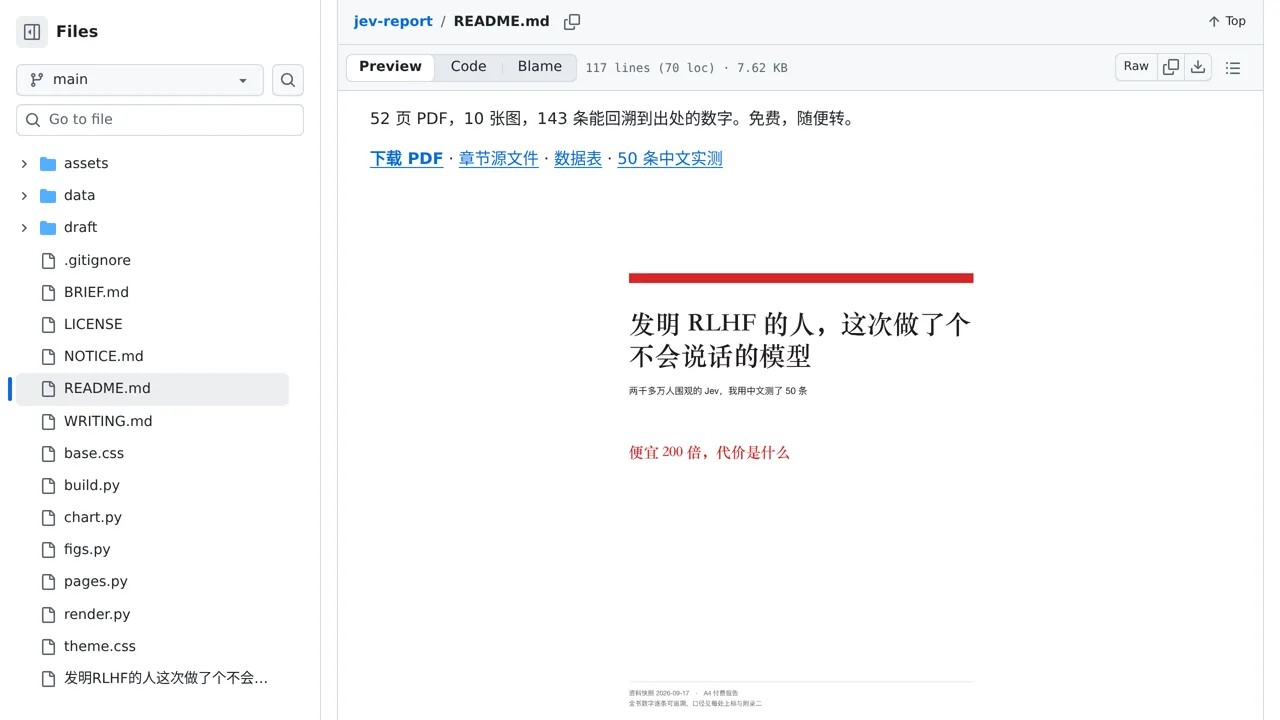 Source screenshot of jev-report