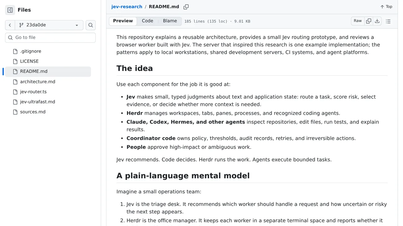 Source screenshot of Jev + Herdr: Practical AI Agent Orchestration