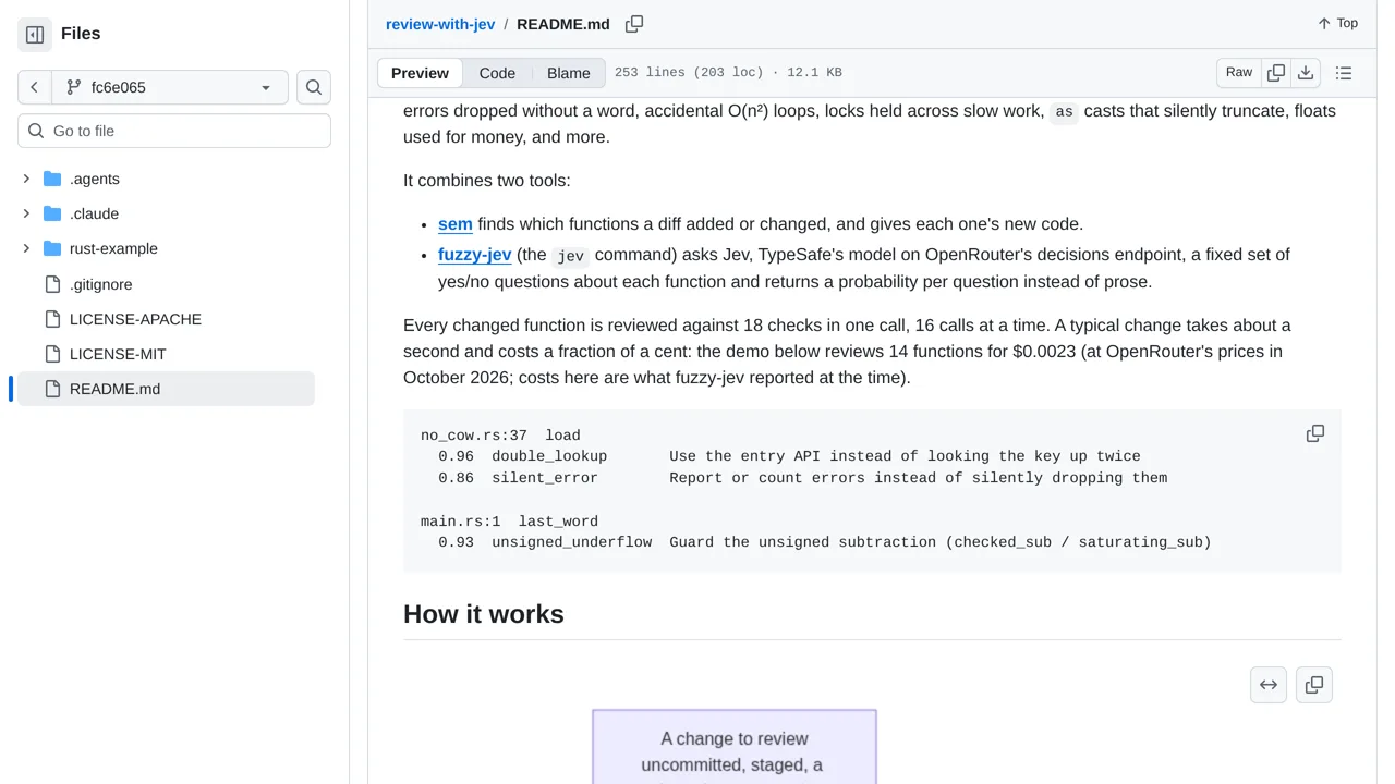 Source screenshot of jev-review