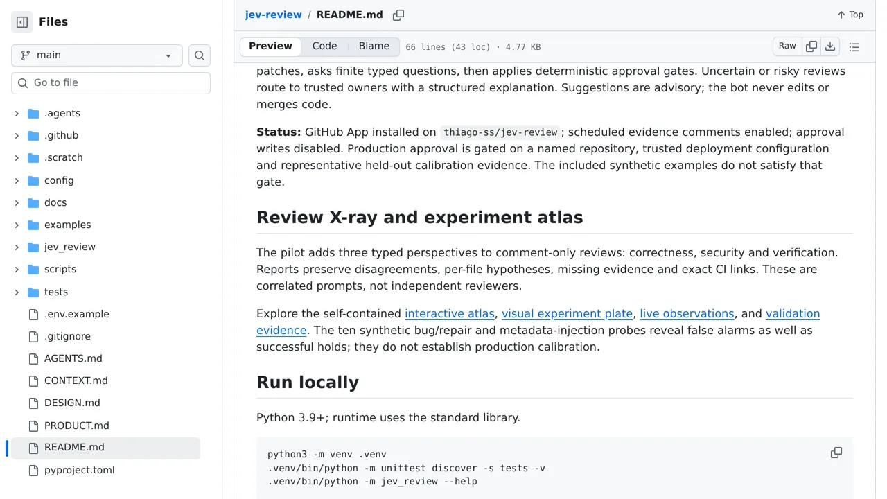 Source screenshot of jev-review (thiago-ss)
