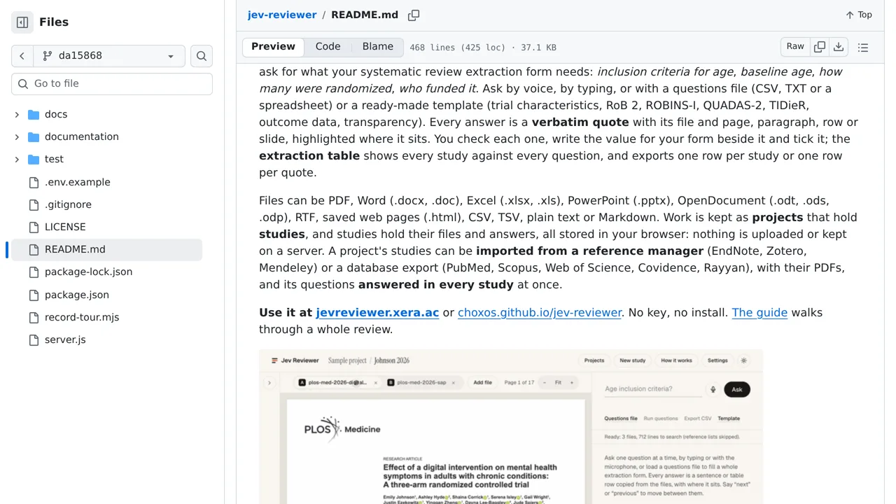 Source screenshot of Jev Reviewer