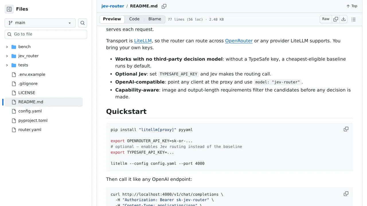 Source screenshot of jev-router (prismhq)