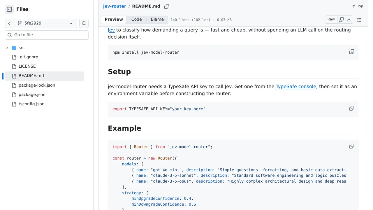Source screenshot of jev-model-router