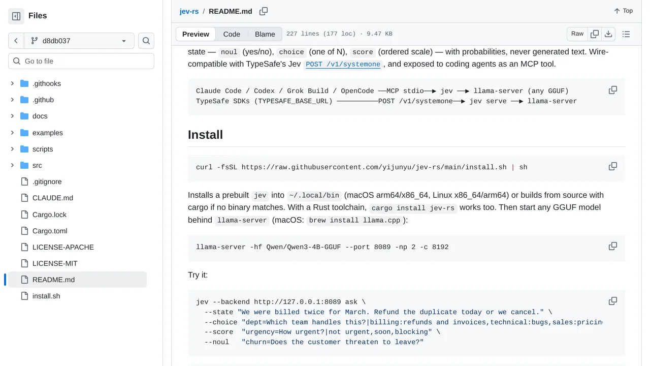 Source screenshot of jev-rs