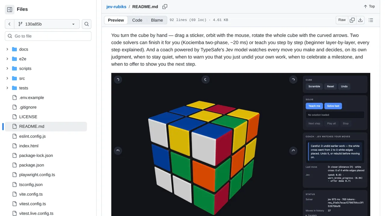 Source screenshot of jev-rubiks