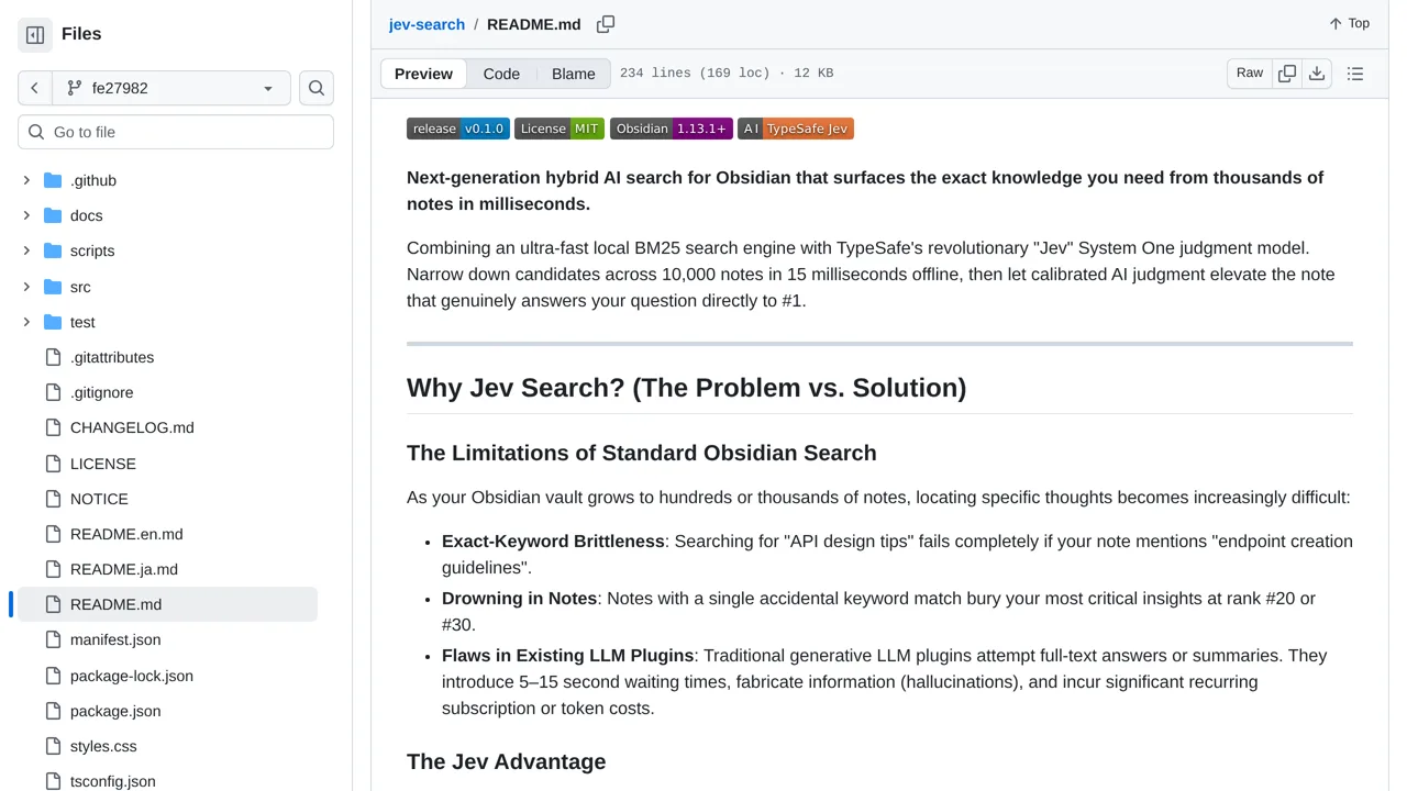 Source screenshot of jev-search