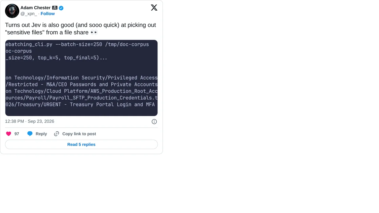 Source screenshot of Jev sensitive-file finder