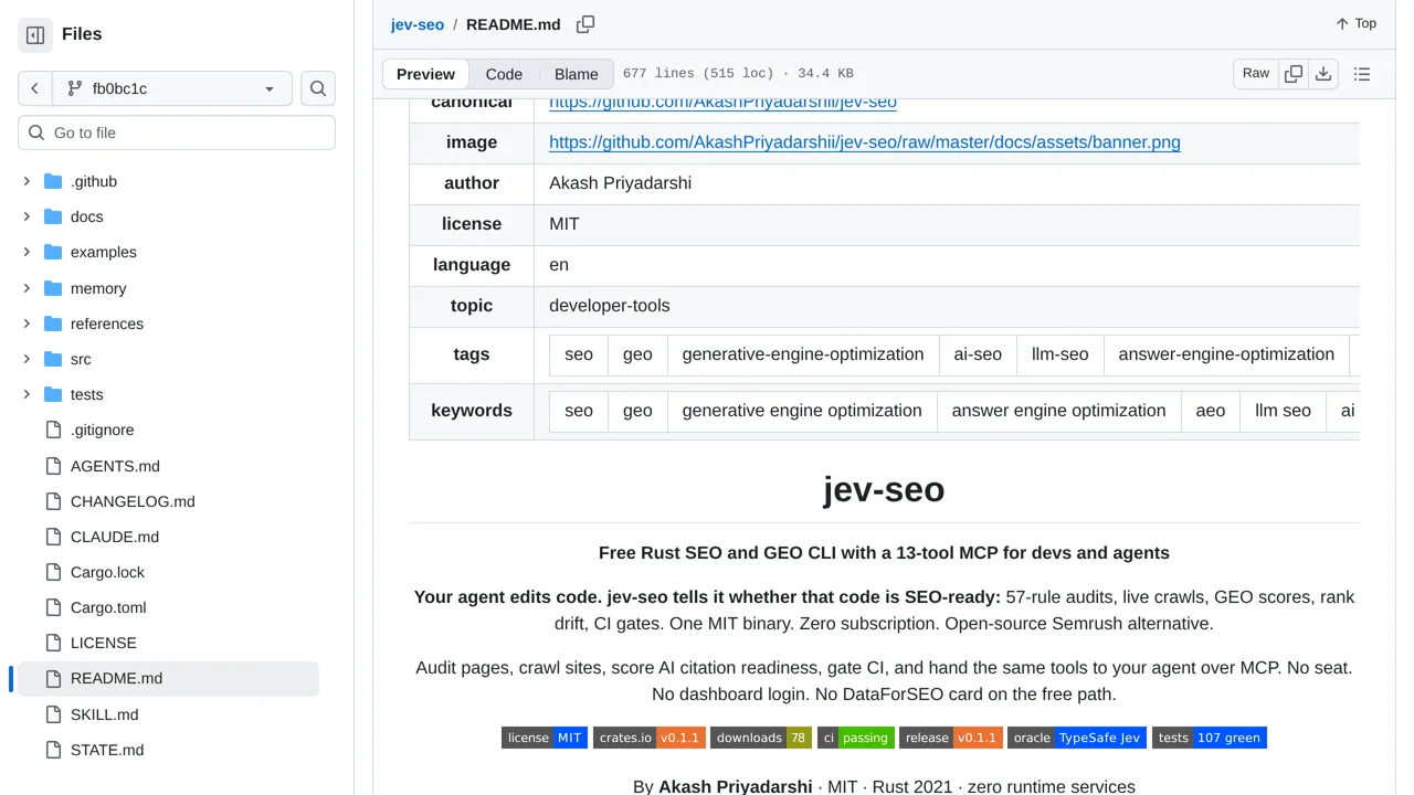 Source screenshot of jev-seo