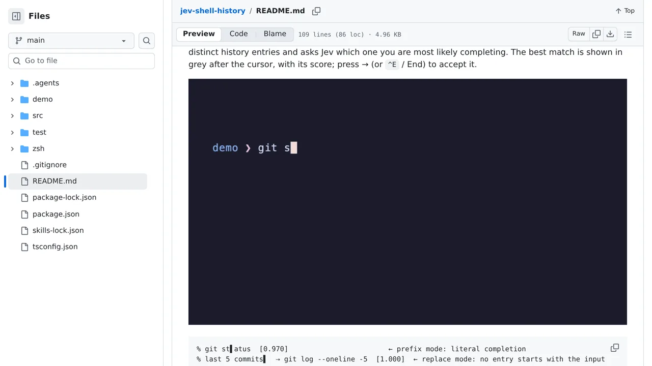 Source screenshot of jev-shell-history