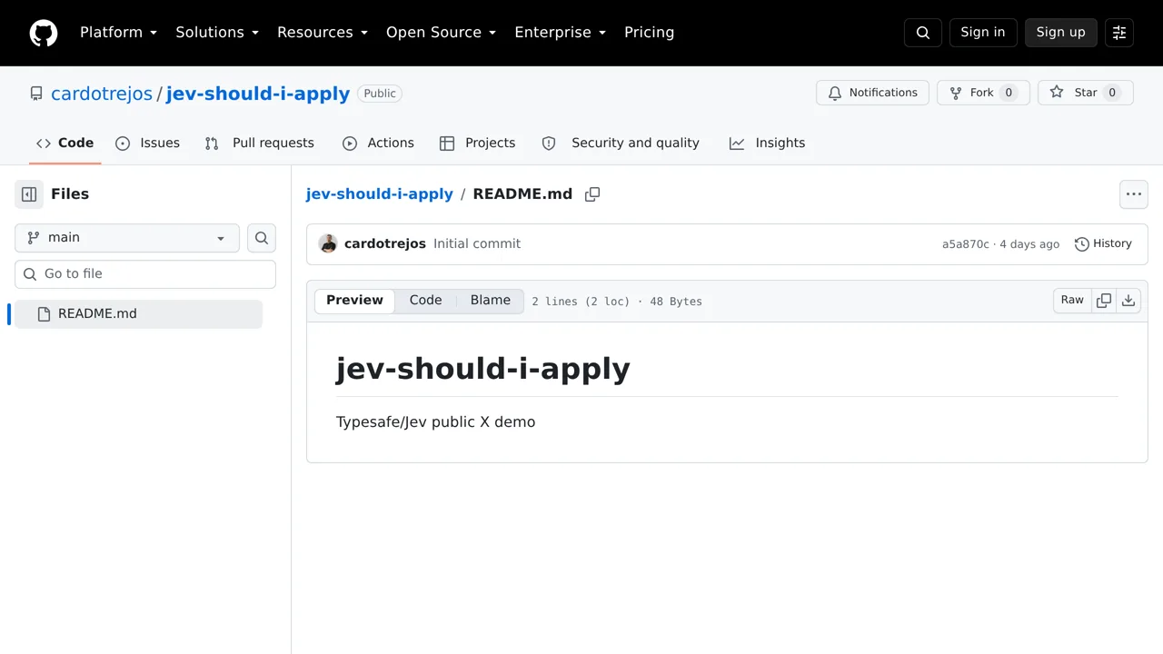 Source screenshot of jev-should-i-apply