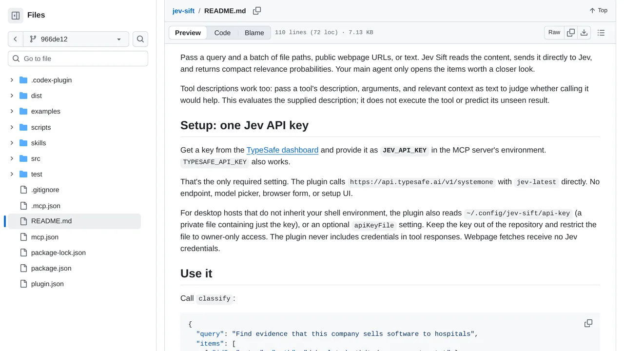 Source screenshot of jev-sift