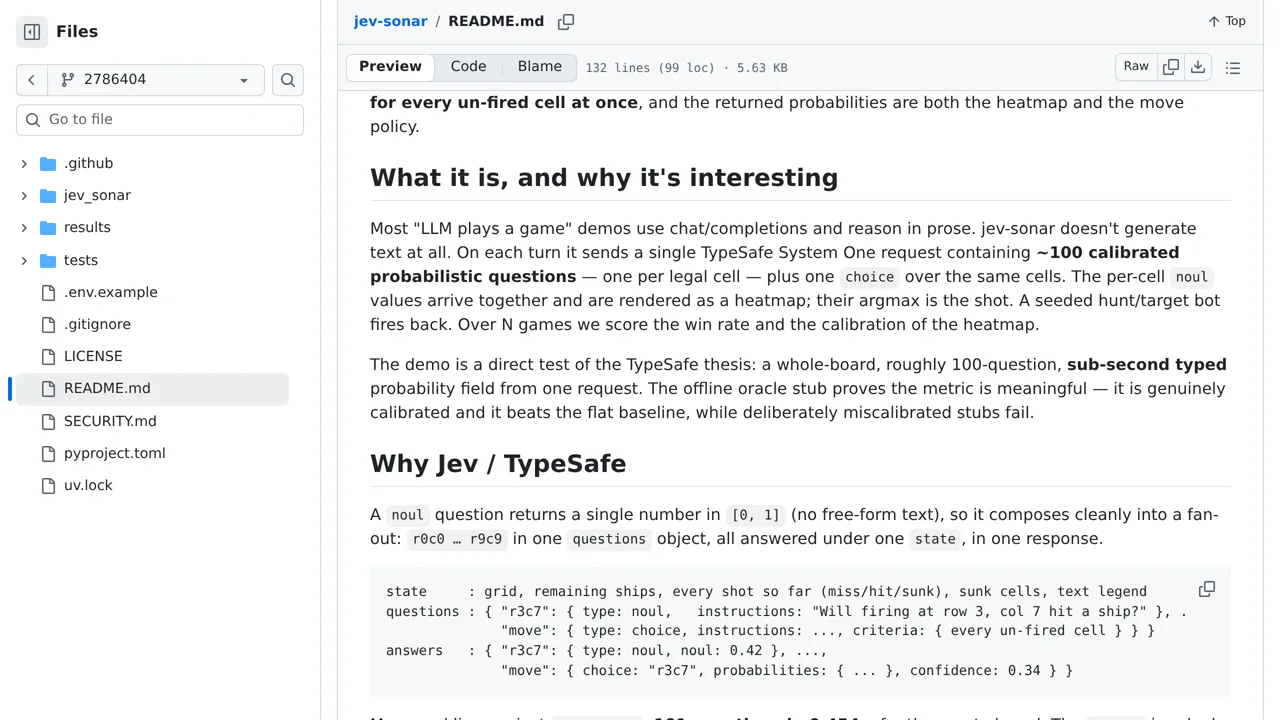Source screenshot of jev-sonar
