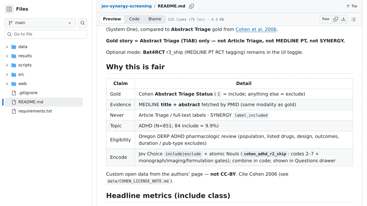 Source screenshot of jev-synergy-screening