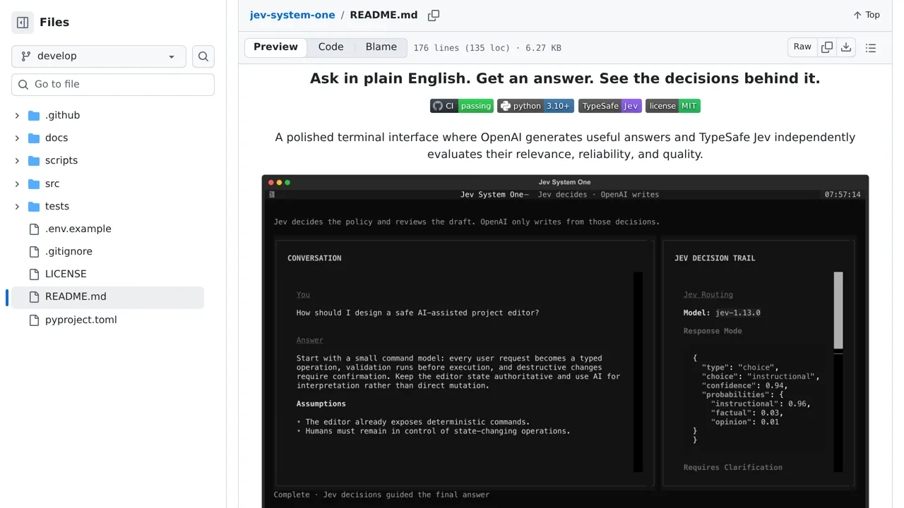 Source screenshot of jev-system-one