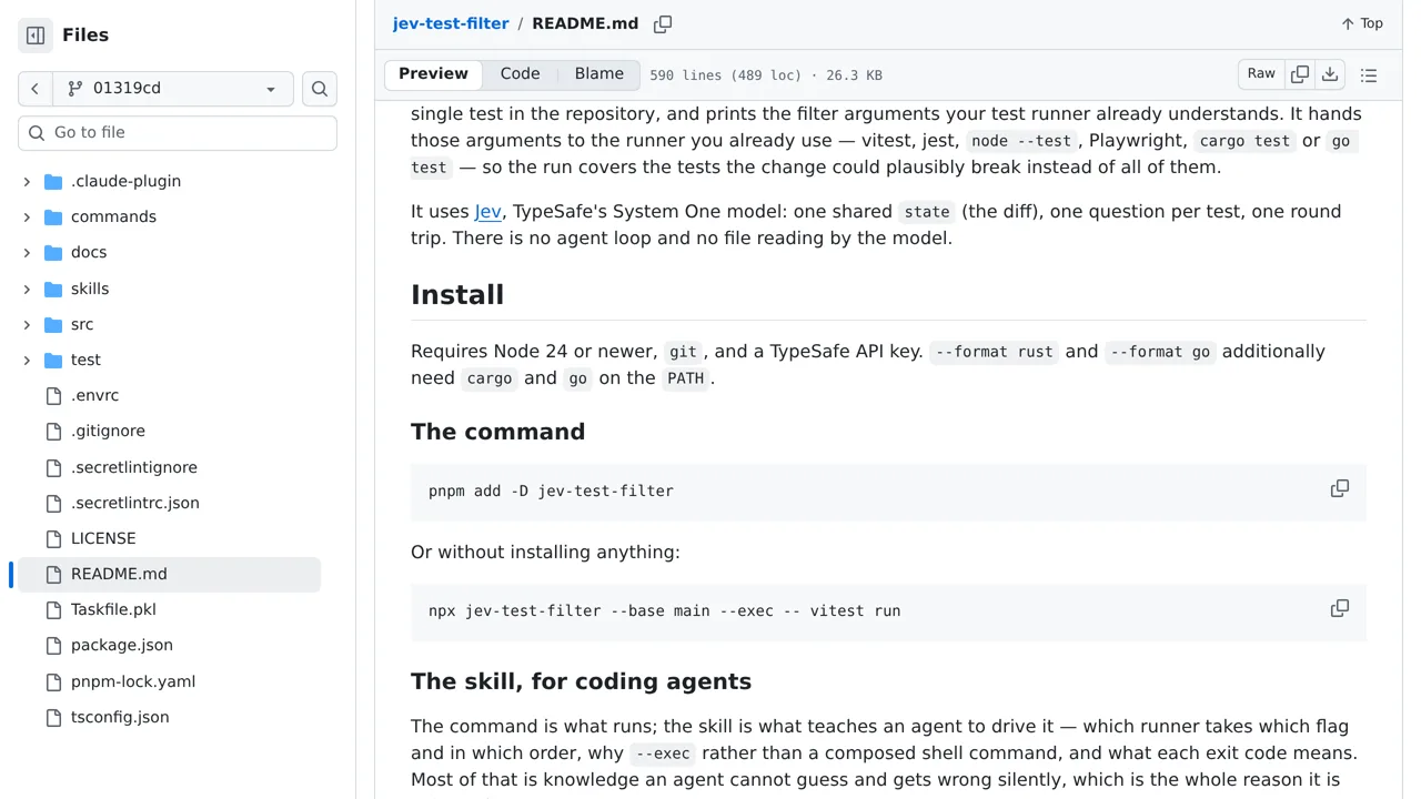 Source screenshot of jev-test-filter