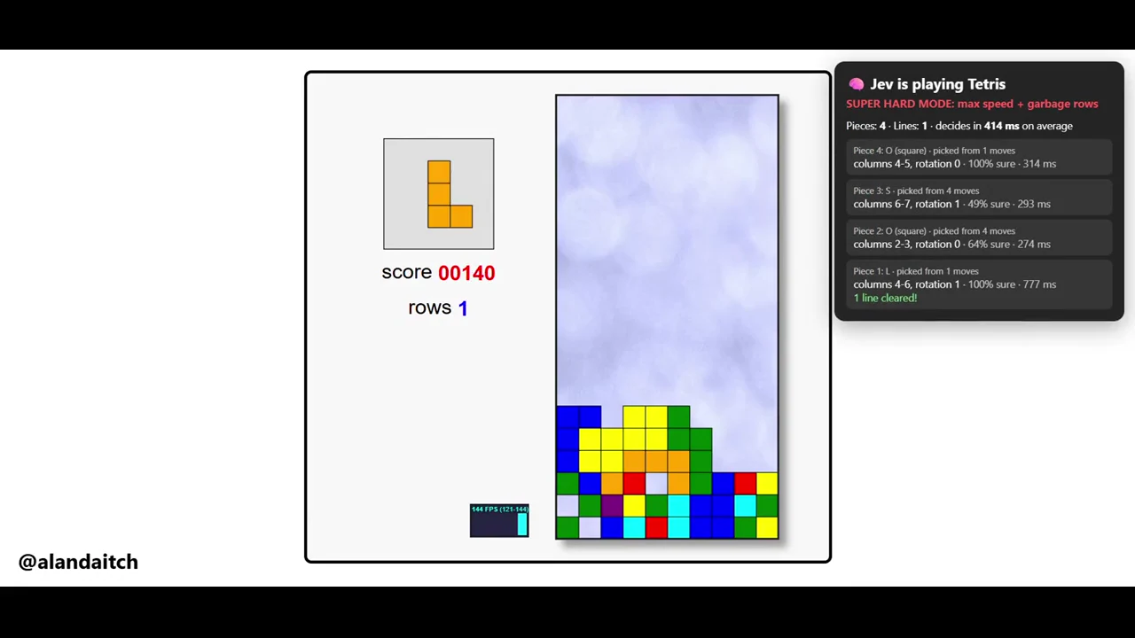 Recorded frame of Jev plays Tetris