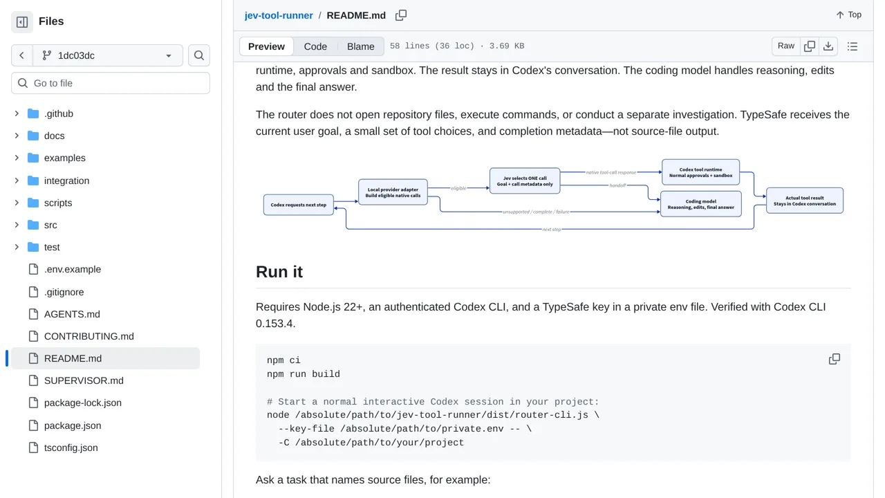 Source screenshot of jev-tool-runner