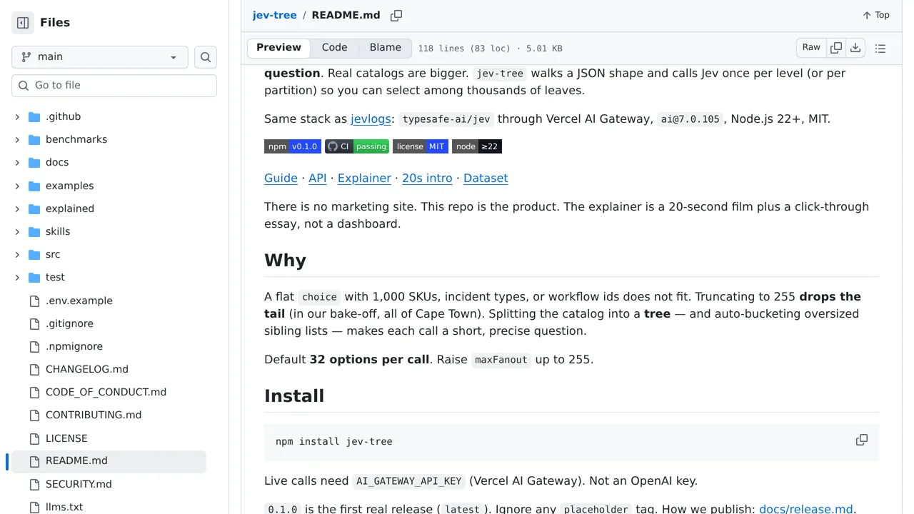 Source screenshot of jev-tree