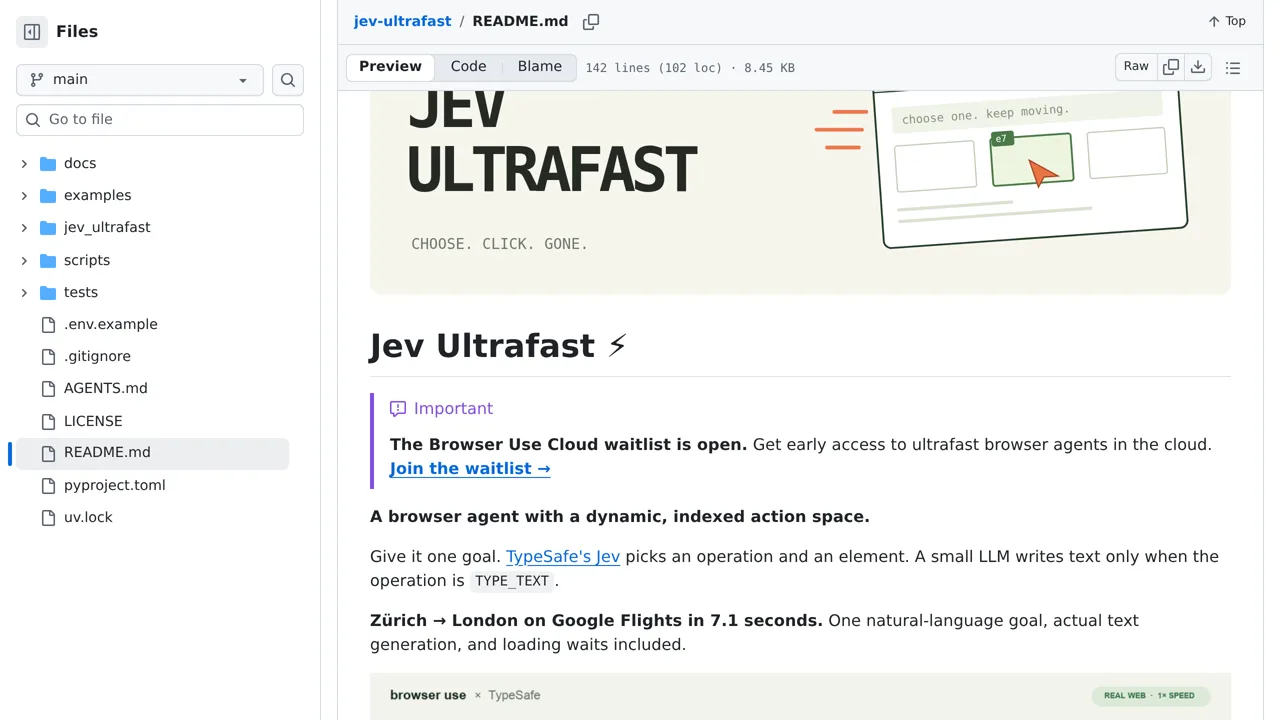 Source screenshot of Jev Ultrafast