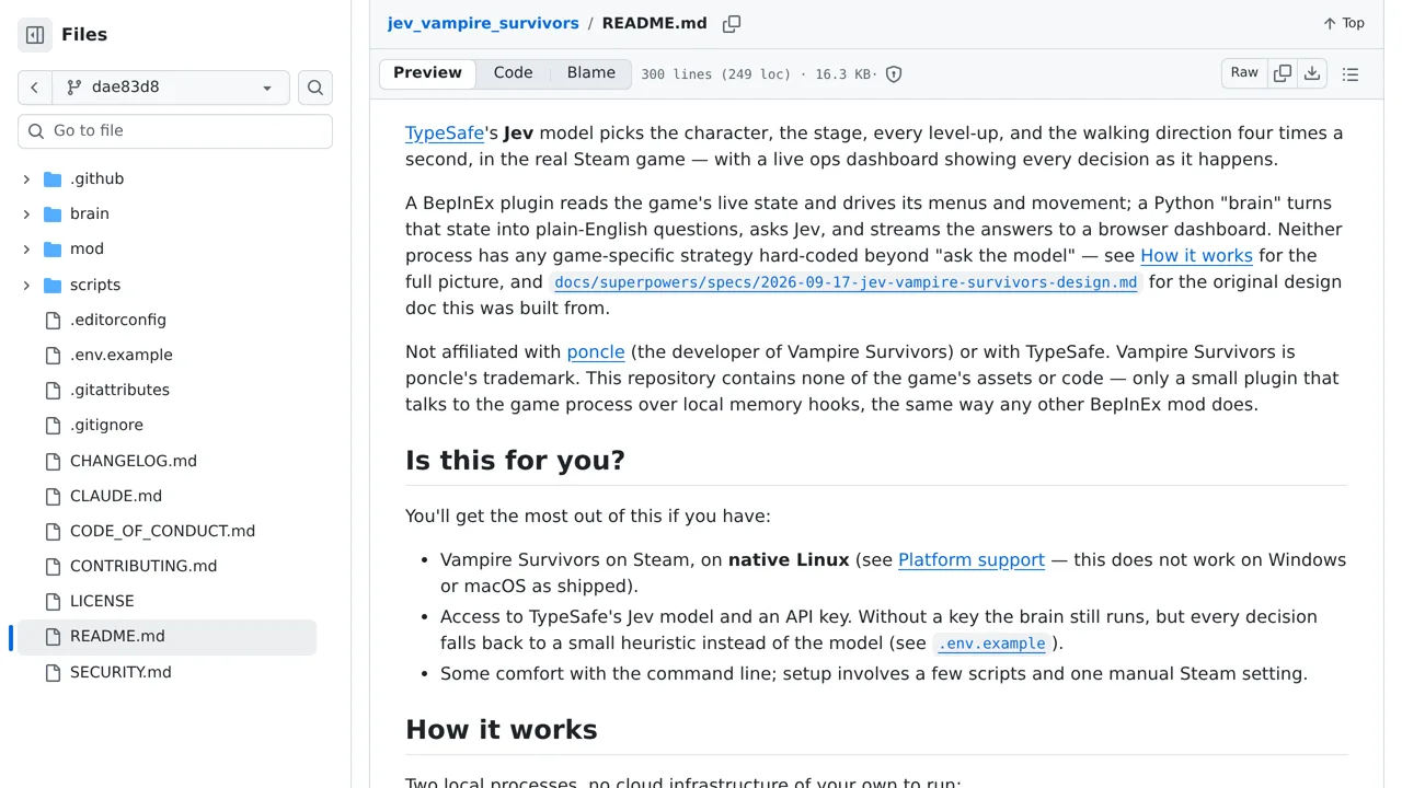 Source screenshot of jev_vampire_survivors