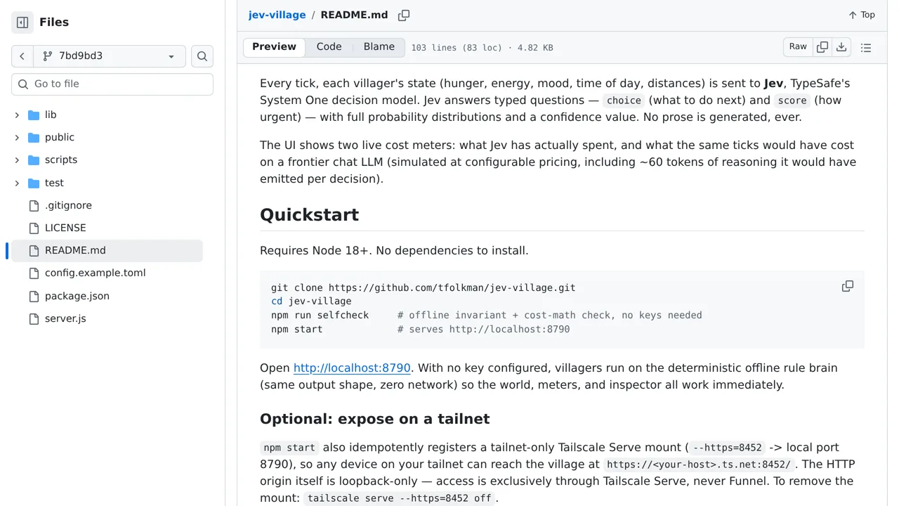 Source screenshot of jev-village
