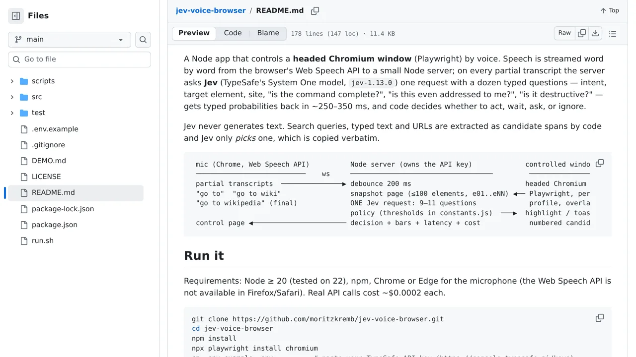 Source screenshot of jev-voice-browser
