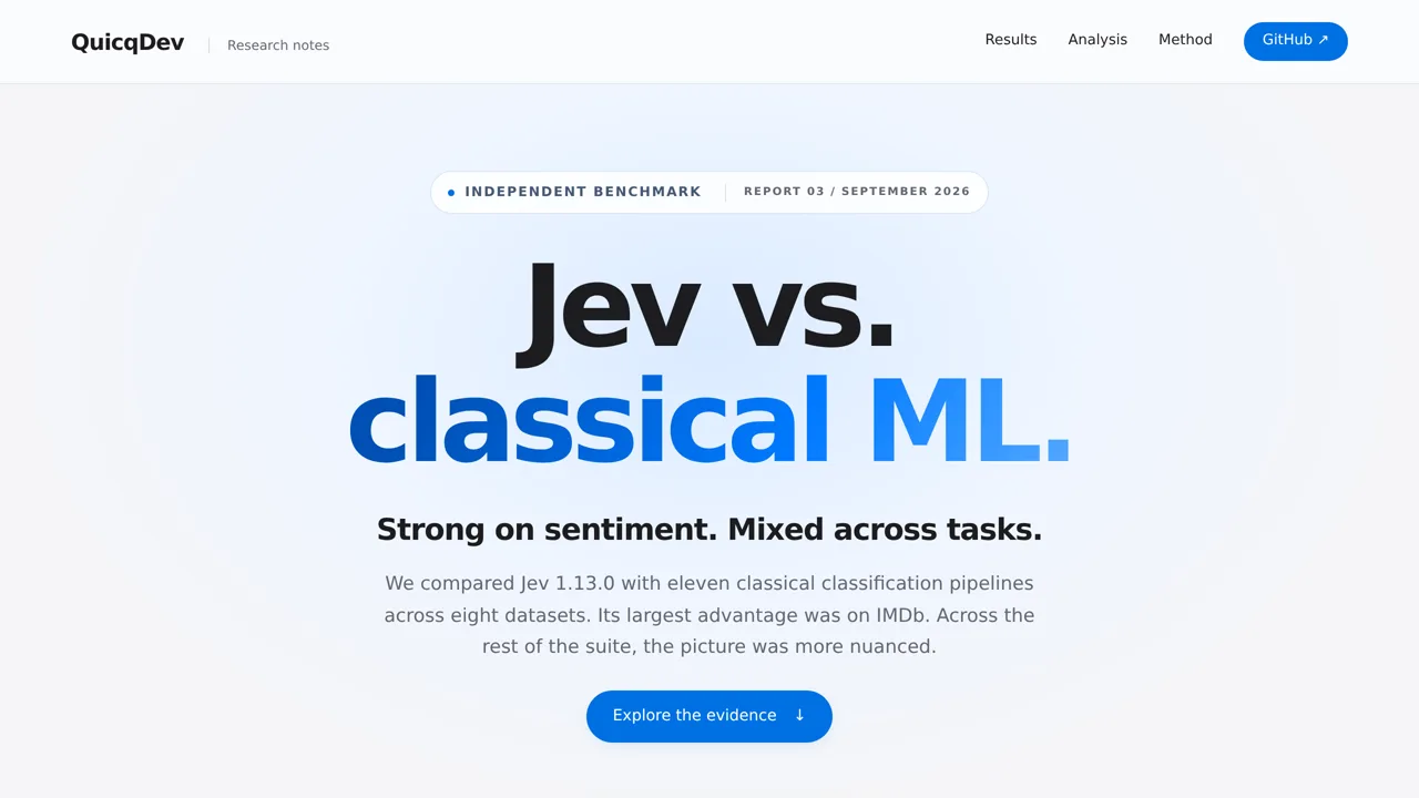 Source screenshot of Jev vs. ML