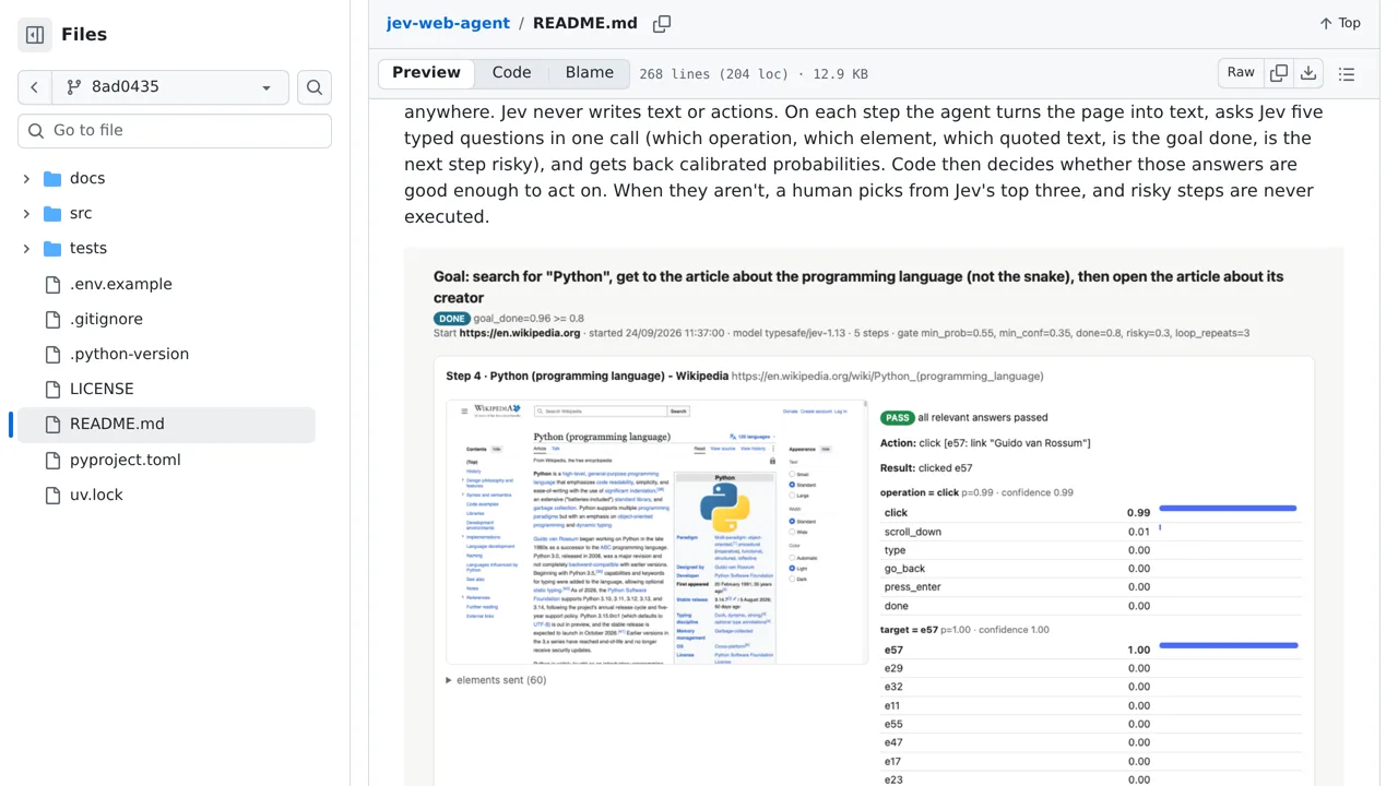 Source screenshot of jev-web-agent