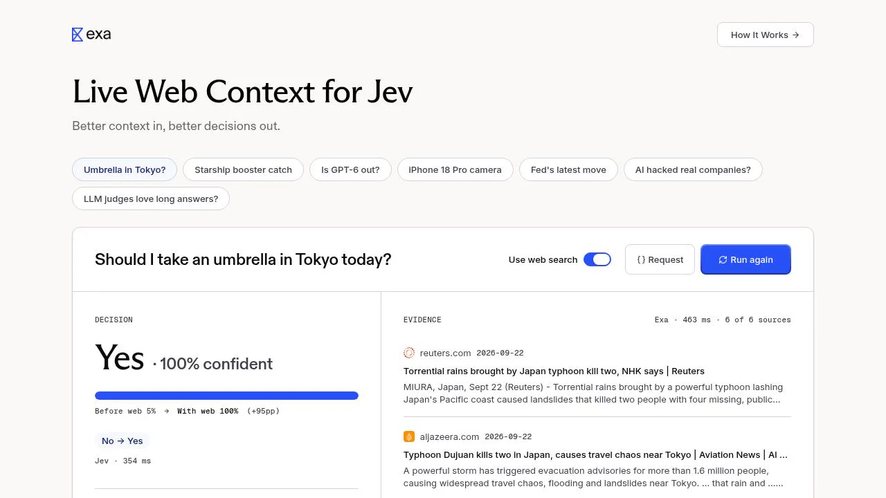 Recorded frame of Live Web Context for Jev