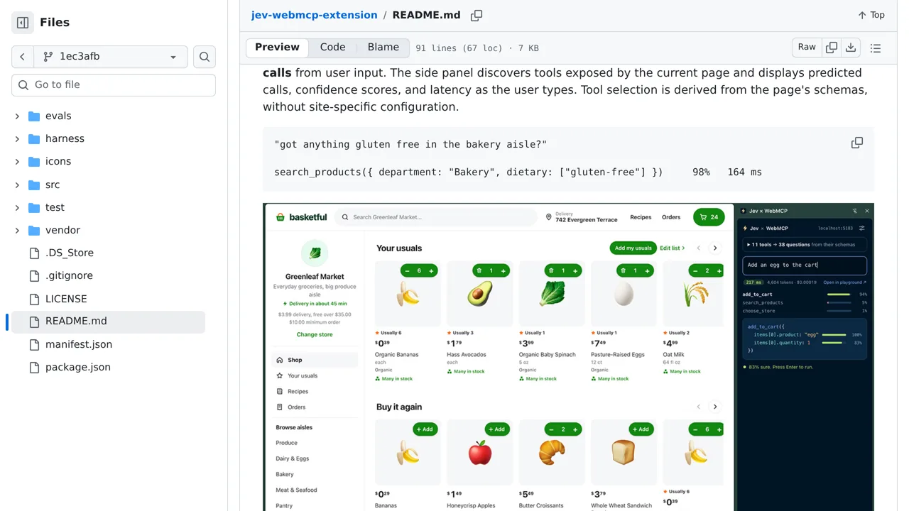 Source screenshot of Jev × WebMCP