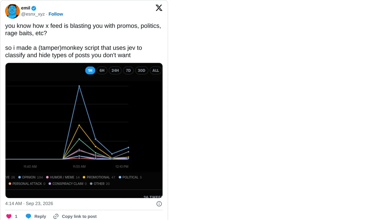 Source screenshot of Jev X Feed Filter
