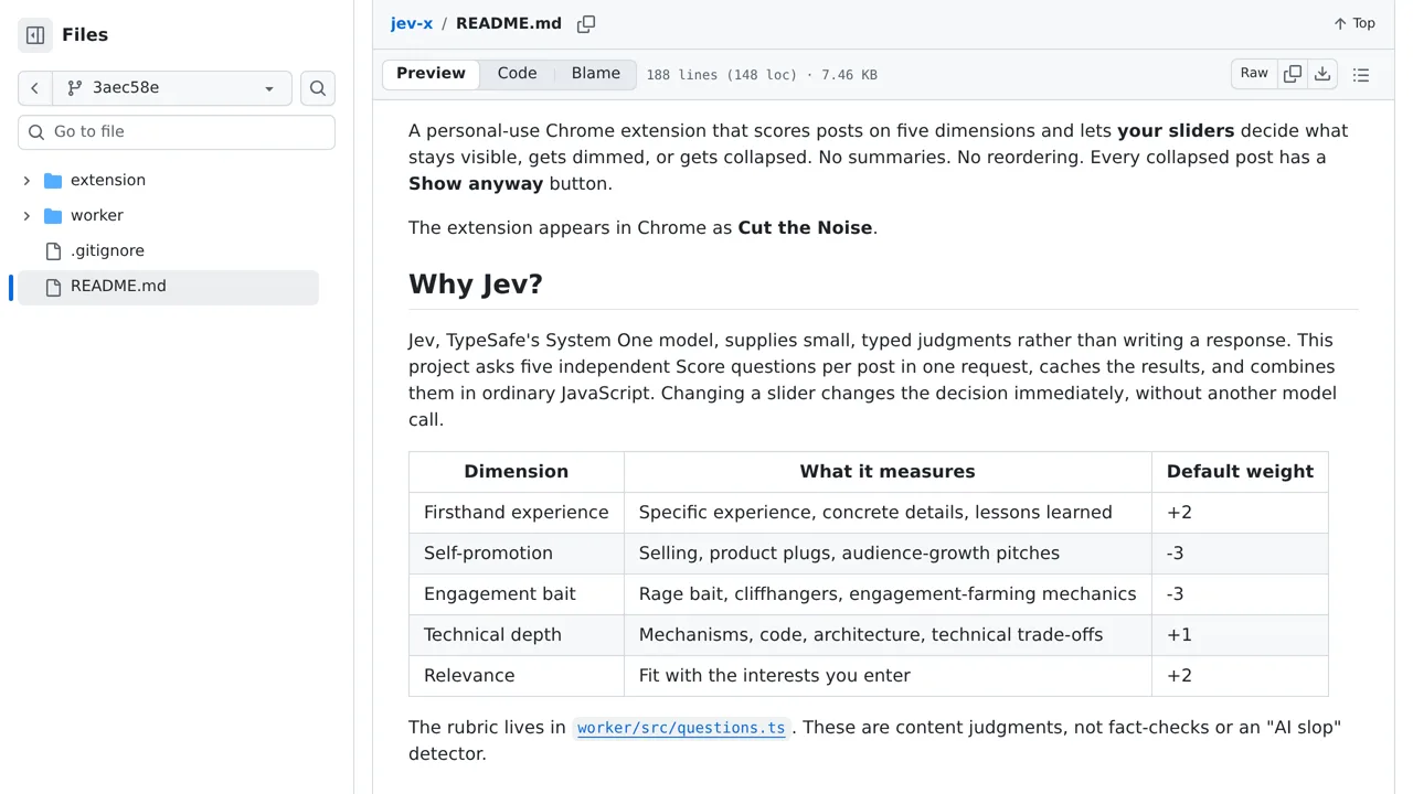 Source screenshot of jev-x