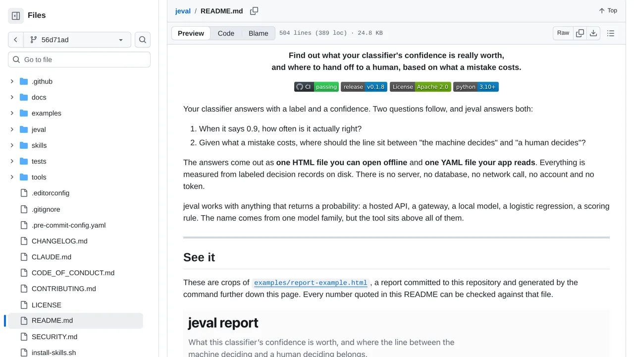 Source screenshot of jeval