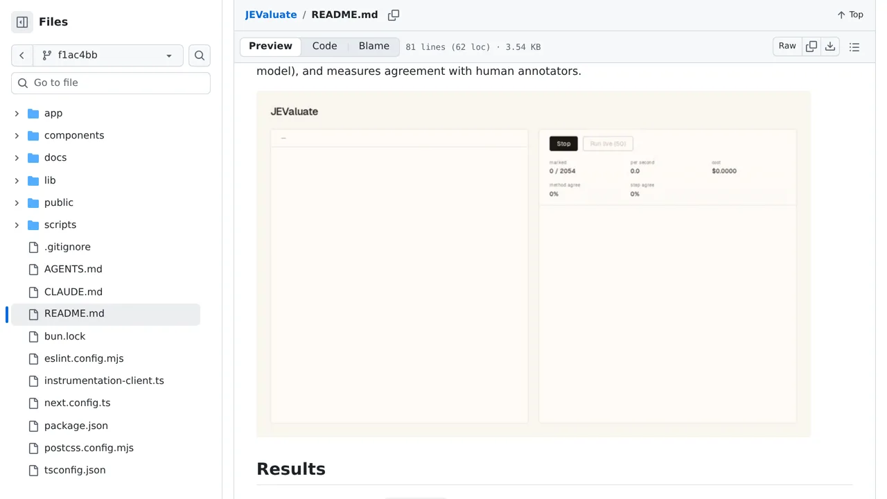 Source screenshot of JEValuate