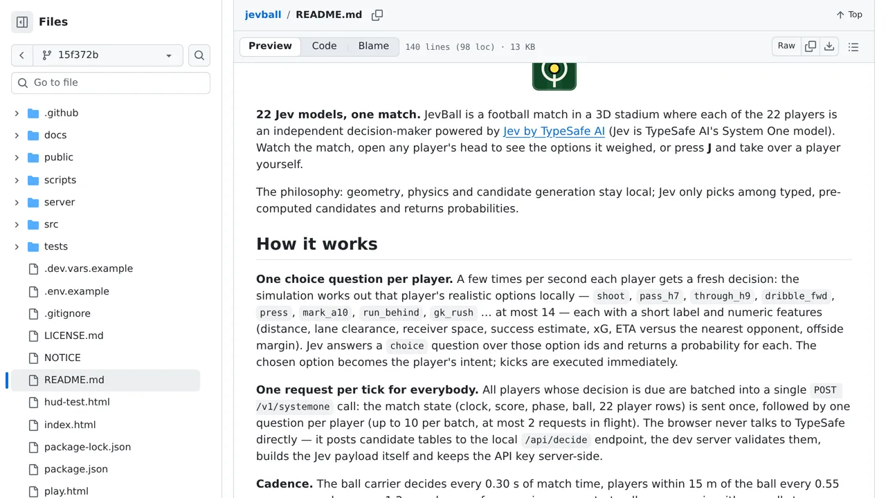 Source screenshot of jevball