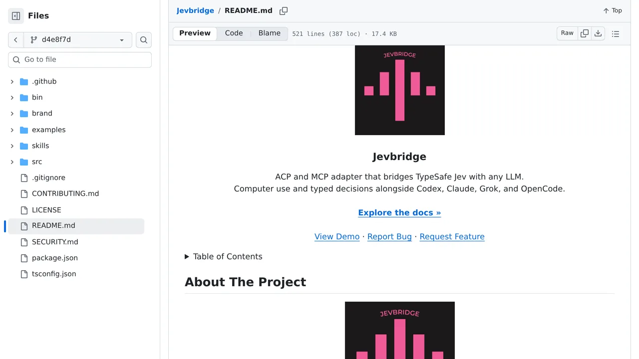 Source screenshot of Jevbridge