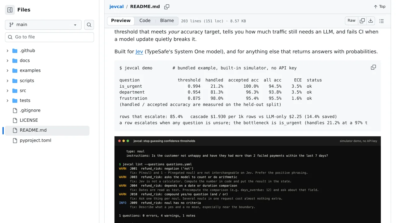 Source screenshot of jevcal