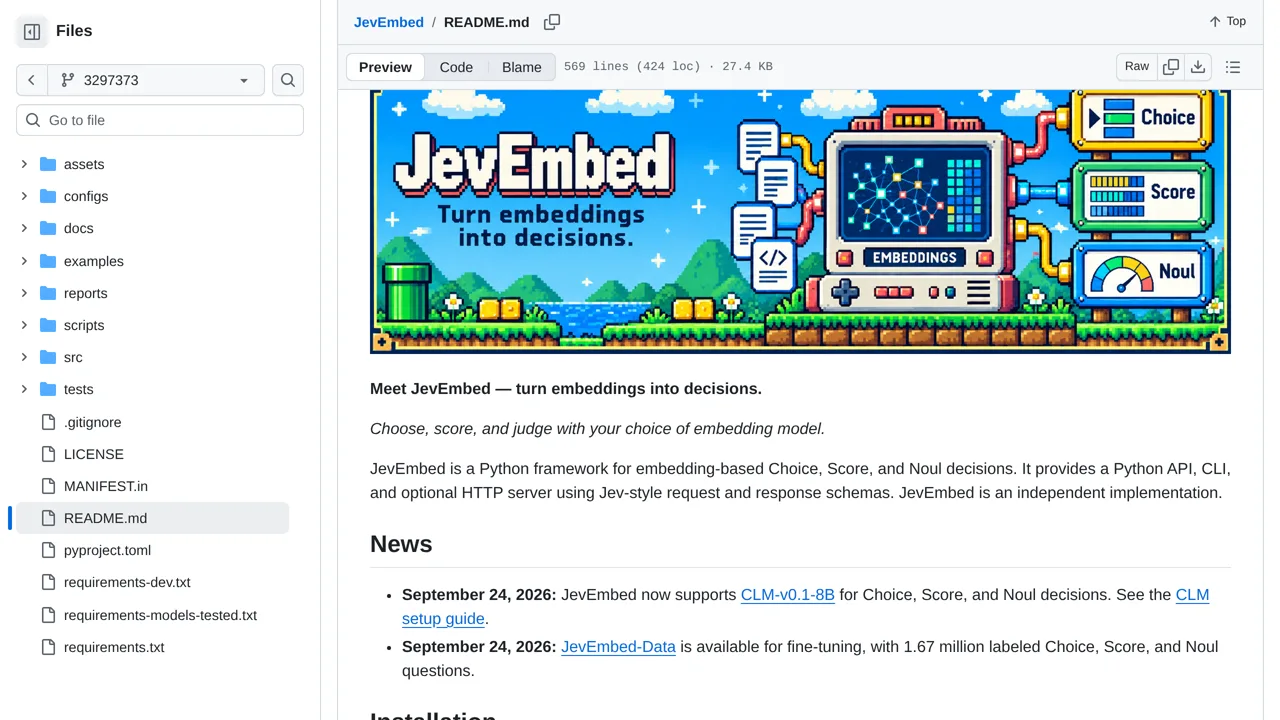 Source screenshot of JevEmbed